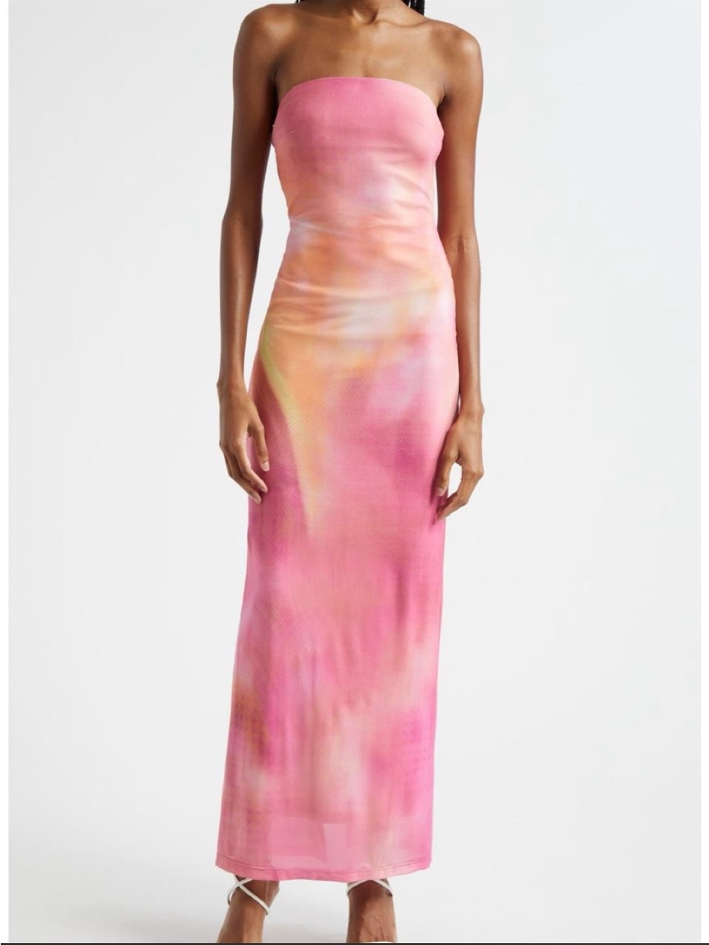 Jaded London Strapless Pink Tie-Dye Maxi Dress